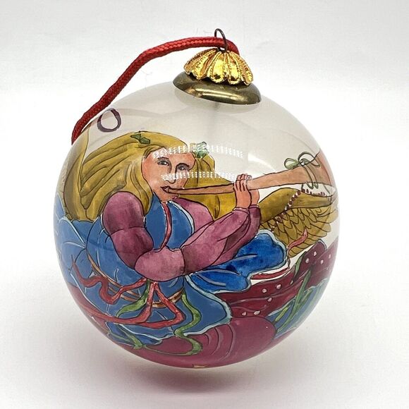 VTG Bill Yee 1990 Christmas Ornament Reverse Hand Painted Angel 3” Blown Glass - Picture 10 of 12